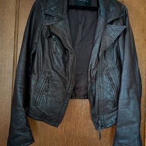 All Saints Dark Brown Leather Jacket